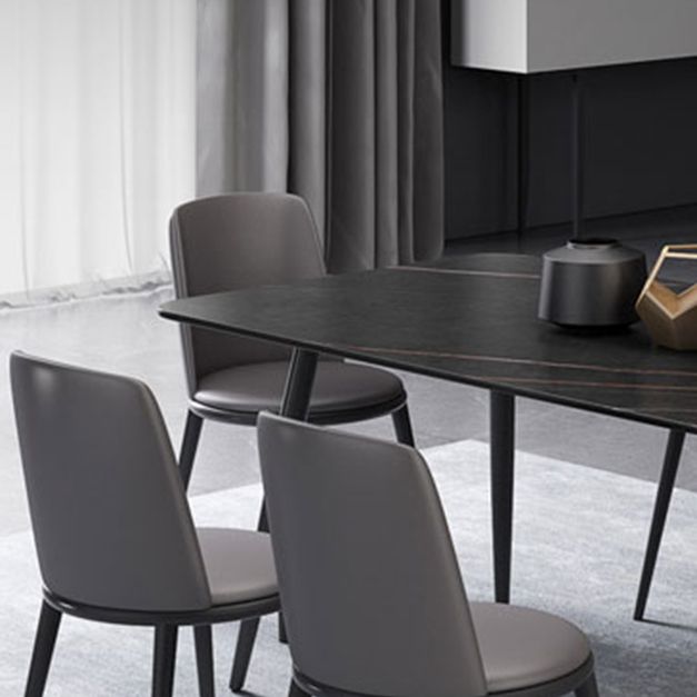 Modern 1/4/6/7 Pieces Black Dining Table Set with Sintered Stone Top Rectangle Dinette Set Clearhalo 'Dining Room Sets' 'Dining Tables & Seating' 'dining_room_set' 'furn' 'furn_dining_room_set' 'Furniture' 'furniture_dining_room_set' 'Kitchen & Dining Furniture' 'kitchen&dining_furn' 'kitchen' 1200x1200_d752e862-b560-43f4-93c0-b20a827115c9