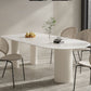 Stone Top Dining Table Traditional Luxury Dining Table with 3 Legs in White