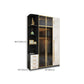Modern Tempered Glass Doors Wardrobe Wood Frame Wardrobe without Light