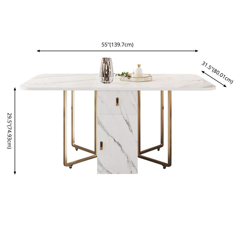 Modern Foldable Dining Room Set Standard Height with Gold Base Dining Furniture Clearhalo 'Dining Room Sets' 'Dining Tables & Seating' 'dining_room_set' 'furn' 'furn_dining_room_set' 'Furniture' 'furniture_dining_room_set' 'Kitchen & Dining Furniture' 'kitchen&dining_furn' 'kitchen' 1200x1200_d755a869-b3f9-4b86-902e-e9beb1824fac