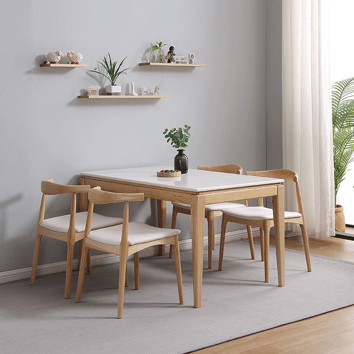 Rectangle Home Dining Table Simplicity Dinner Room Sintered Stone Table with 4 Wood Legs Clearhalo ' dining_table' 'Dining Tables & Seating' 'Dining Tables' 'furn' 'furn_dining_table' 'Furniture' 'furniture_dining_table' 'Kitchen & Dining Furniture' 'kitchen&dining_furn' 'kitchen' 'kitchen_dining_table' 1200x1200_d755af4a-aa33-4b9e-9f01-2e6f0a7a55f0