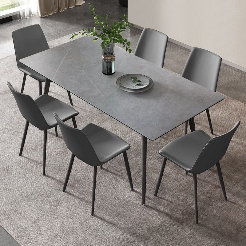 Rectangular Sintered Stone Dining Table Modern Furniture with 4 Legs in Matte Finish Clearhalo 'Dining Tables & Seating' 'Dining Tables' 'dining_table' 'furn' 'furn_dining_table' 'Furniture' 'furniture_dining_table' 'Kitchen & Dining Furniture' 'kitchen' 'kitchen_dining_table' 1200x1200_d755de2d-52e4-40cc-8ef9-625705d9a73c