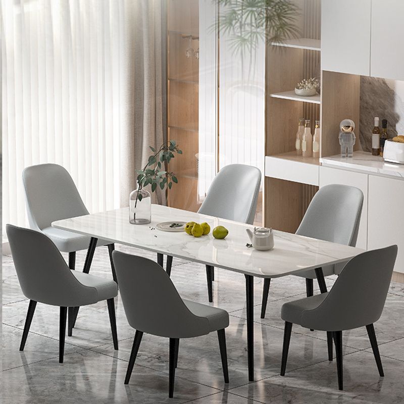 Industrial Iron Legs Dining Table Rectangle Stone Dining Table for Kitchen Clearhalo 'Dining Tables & Seating' 'Dining Tables' 'dining_table' 'furn' 'furn_dining_table' 'Furniture' 'Kitchen & Dining Furniture' 1200x1200_d756ecc1-b7f2-4479-b27d-ed2342d372d1