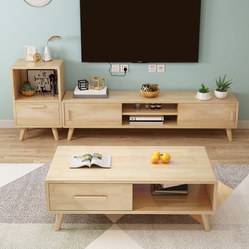 Scandinavian Wood TV Stand Console Open Shelving TV Media Stand for Living Room Clearhalo 'furn' 'furn_tv_stands_entertainment_centers' 'Furniture' 'Living Room Furniture' 'TV Stands & Entertainment Centers' 'TV Stands & Media Storage Furniture' 'tv_stands_entertainment_centers' 1200x1200_d7583795-7459-4a0c-bd53-3a8a916c1ef6
