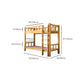 Mid-Century Modern Headboard Bunk Bed Solid Wood Bed with Footboard