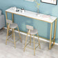 Glam Rectangle Stone Pub Bar Table Indoor Gold Iron Bar Dining Table with Trestle Pedestal Clearhalo 'Bar Furniture' 'Bar Tables' 'bar_tables' 'furn' 'furn_bar_tables' 'Furniture' 'furniture_bar_tables' 'Kitchen & Dining Furniture' 'kitchen&dining_furn' 'kitchen' 1200x1200_d75911aa-032c-44f7-a745-c6413767385d