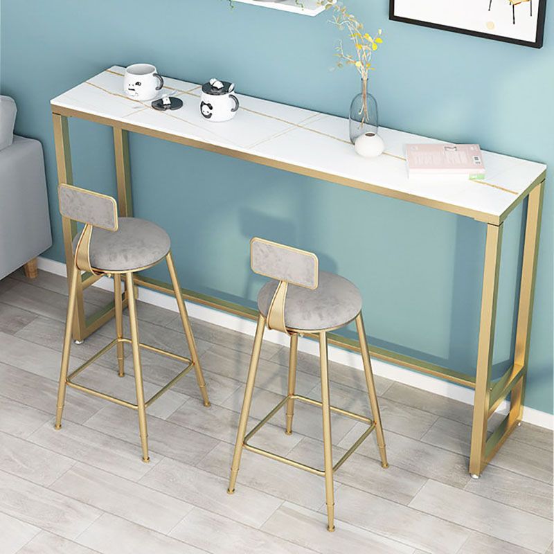 Glam Rectangle Stone Pub Bar Table Indoor Gold Iron Bar Dining Table with Trestle Pedestal Clearhalo 'Bar Furniture' 'Bar Tables' 'bar_tables' 'furn' 'furn_bar_tables' 'Furniture' 'furniture_bar_tables' 'Kitchen & Dining Furniture' 'kitchen&dining_furn' 'kitchen' 1200x1200_d75911aa-032c-44f7-a745-c6413767385d