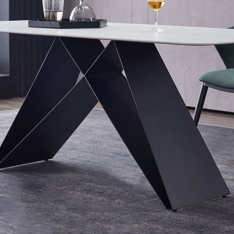 Metal Contemporary Rectangle Dining Table Sintered Stone Table for Dining Room and Kitchen Clearhalo ' dining_table' 'Dining Tables & Seating' 'Dining Tables' 'Furniture' 'furniture_dining_table' 'Kitchen & Dining Furniture' 'kitchen&dining_furn' 'kitchen' 'kitchen_dining_table' 1200x1200_d75afe18-7639-4cc2-91e4-cd2d038a4a69