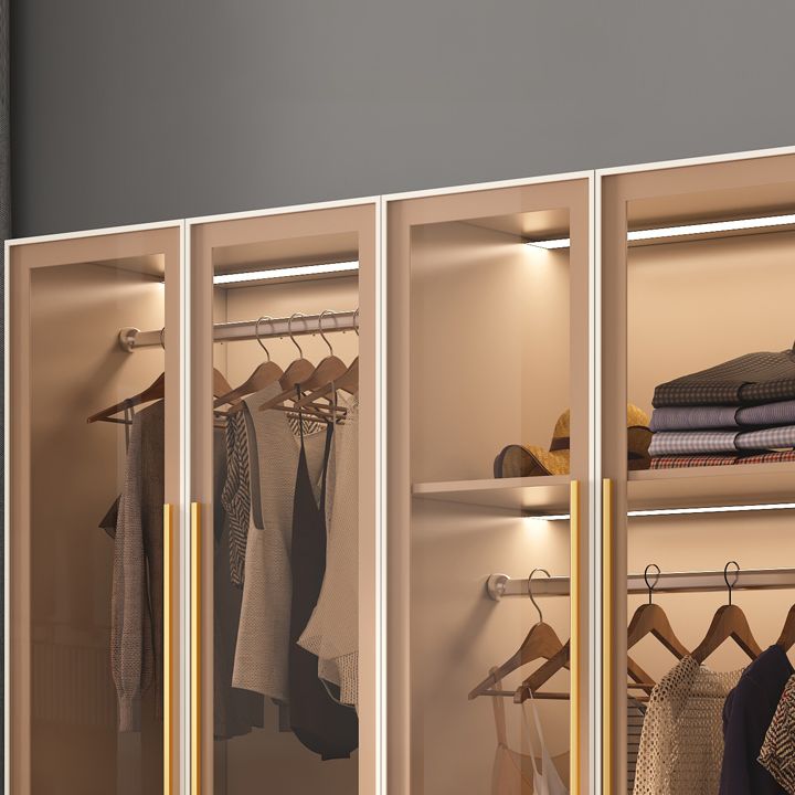 Contemporary Style Wardrobe Glass Wardrobe Closet With Shelves