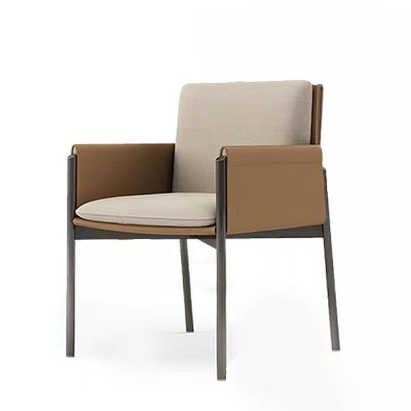 Designer Style Leather Home Chair Solid Back Single Dining Side Arm Chair Clearhalo ' kitchen&dining_furn' 'Dining Chairs' 'Dining Tables & Seating' 'dining_chair' 'furn' 'furn_dining_chair' 'Furniture' 'furniture_dining_chair' 'Kitchen & Dining Furniture' 'kitchen' 1200x1200_d7603ef7-9f75-47f5-bab9-ccc01e04df09