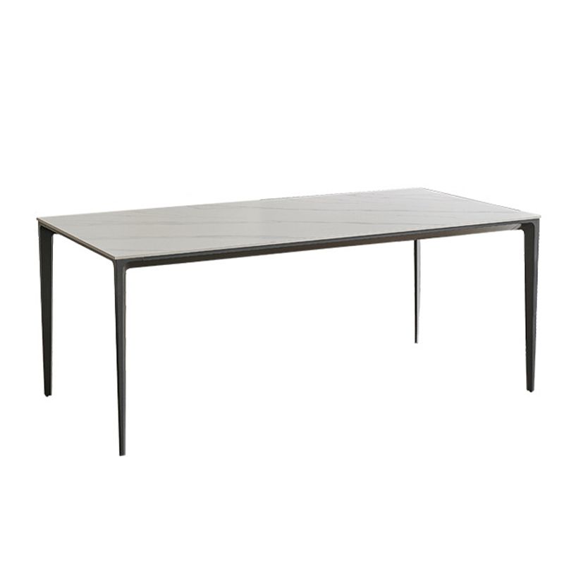 Modern Stone Top Rectangle Dinette Table Metal Base Dining Table in White Clearhalo 'Dining Tables & Seating' 'Dining Tables' 'dining_table' 'furn' 'furn_dining_table' 'Furniture' 'furniture_dining_table' 'Kitchen & Dining Furniture' 'kitchen' 'kitchen_dining_table' 1200x1200_d7605b0b-34e9-43e5-8f80-06cf7b145f7e