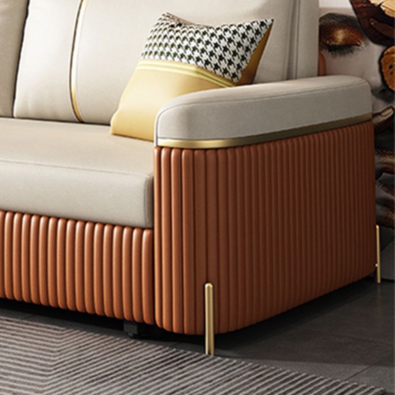Modern Fucice Donno in pelle Sleeter Impietato Braccia quadrata divano letto in arancione