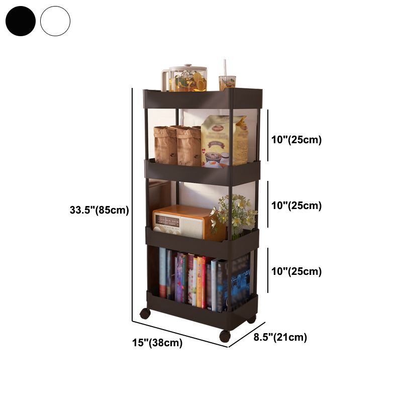Modern Metal Frame Etagere Bookshelf White and Black Bookcase with Caster Wheels Clearhalo 'Bookcases' 'furn' 'furn_bookcases' 'Furniture' 'Office Furniture' 1200x1200_d76248e4-de80-4259-9096-4fbe09cfc6f0