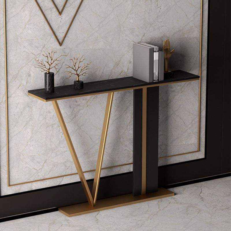 Glam Scratch Resistant Console Table Stain Resistant Stone Console Sofa Table for Hall Clearhalo 'Console Tables' 'console_tables' 'Entry & Mudroom Furniture' 'furn' 'furn_console_tables' 'Furniture' 1200x1200_d76442c7-601b-4345-99f3-b8bb10e8fe02