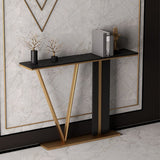 Glam Scratch Resistant Console Table Stain Resistant Stone Console Sofa Table for Hall Clearhalo 'Console Tables' 'console_tables' 'Entry & Mudroom Furniture' 'furn' 'furn_console_tables' 'Furniture' 1200x1200_d76442c7-601b-4345-99f3-b8bb10e8fe02