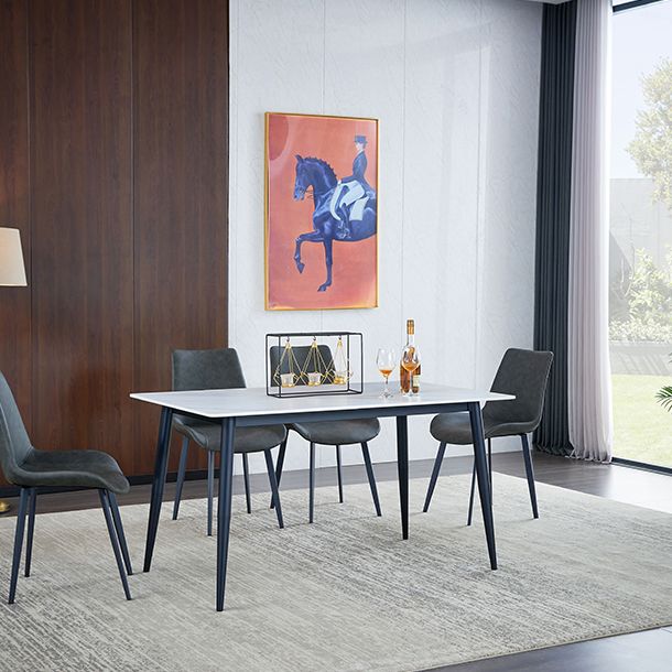 Contemporary White Standard Dining Table Sintered Stone Rectangle Shape Dining Table for Kitchen Clearhalo ' dining_table' 'Dining Tables & Seating' 'Dining Tables' 'furn' 'furn_dining_table' 'Furniture' 'furniture_dining_table' 'Kitchen & Dining Furniture' 'kitchen&dining_furn' 'kitchen' 'kitchen_dining_table' 1200x1200_d76463aa-c111-4021-92e7-3ade54a4332e
