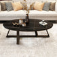 Cross Legs Coffee Table with Stone Oval Top and Iron Base Cocktail Table Clearhalo 'Coffee & Accent Tables' 'Coffee Tables' 'coffee_tables' 'furn' 'furn_coffee_tables' 'Furniture' 'Living Room Furniture' 1200x1200_d7646cfd-1a3f-4fea-986a-dd712c825655