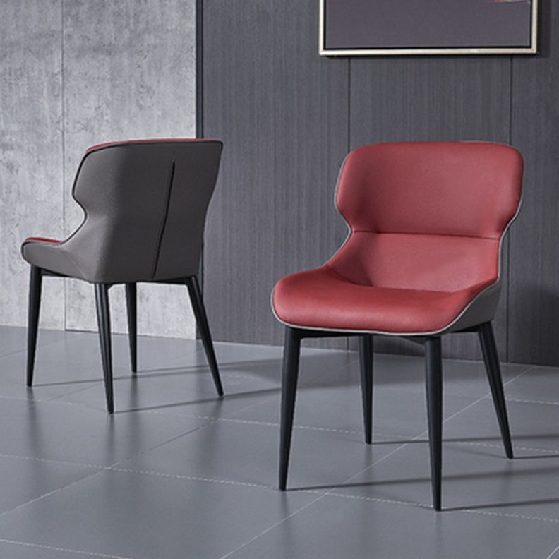 Modern Dining Room Chair Faux Leather and Metal Side Chair for Home