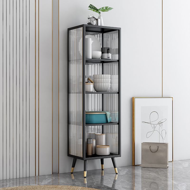 Black and White Dining Server Contemporary Metal Cabinets and Open Storage Server Clearhalo 'buffet_sideboard' 'Buffets & Sideboards' 'furn' 'furn_buffet_sideboard' 'Furniture' 'furniture_buffet_sideboard' 'Kitchen & Dining Furniture' 1200x1200_d7660c27-ee4d-46fe-99f2-73e1d7fa1447