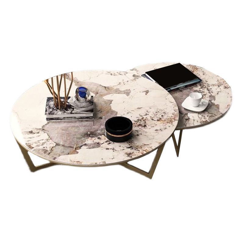 Table basse ronde en ardoise sans cadre pénible, ensemble de tables basses gigognes