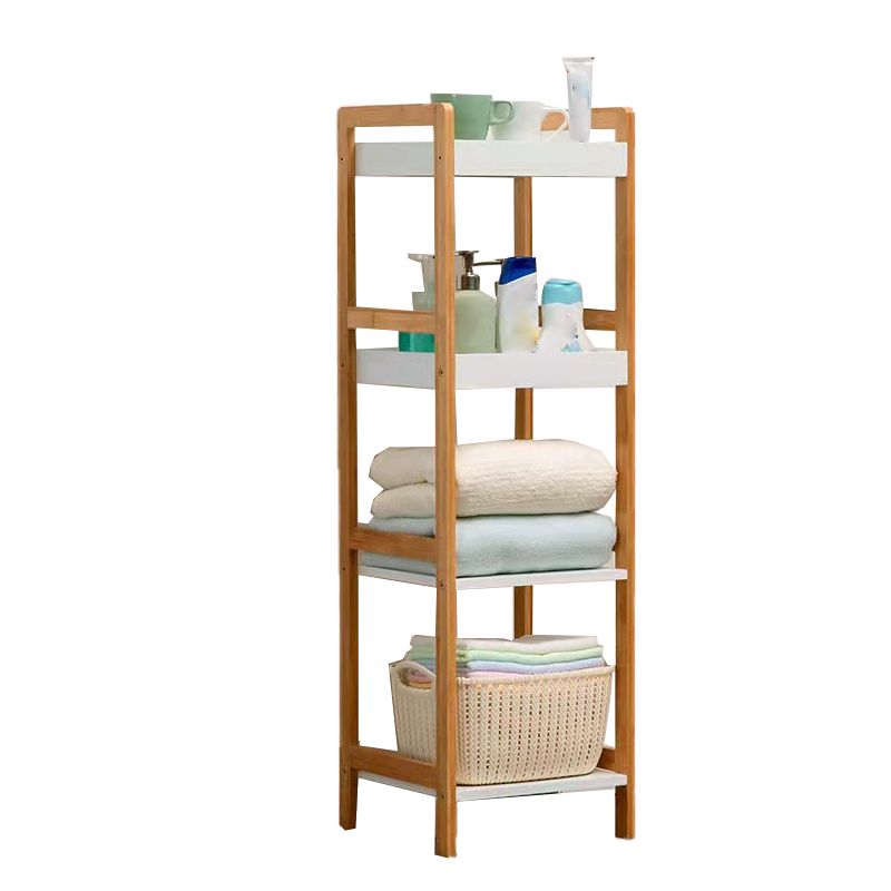 Contemporary Open Shelf Bookcase Bamboo Bookshelf with Shelves for Living Room