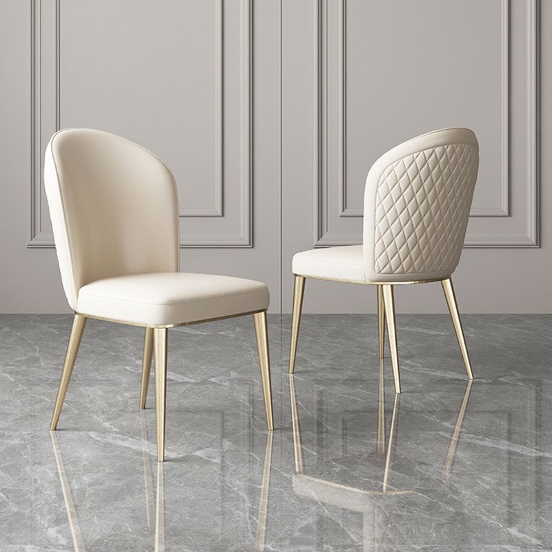 Sillas de comedor de cuero de estilo nórdico sólido sillón de comedor sin brazo