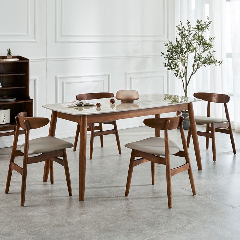Modern Sintered Stone Table Set of 5/7 with Rectangle Table Dining Set with Woodern Chairs Clearhalo 'Dining Room Sets' 'Dining Tables & Seating' 'dining_room_set' 'furn' 'furn_dining_room_set' 'Furniture' 'furniture_dining_room_set' 'Kitchen & Dining Furniture' 'kitchen&dining_furn' 'kitchen' 1200x1200_d7681702-627f-4730-b9e9-6f44414e3b53