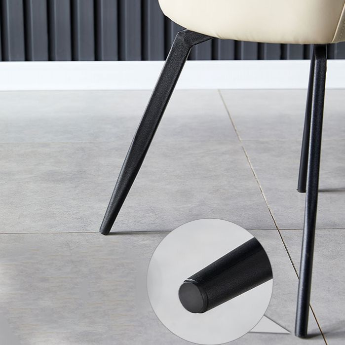 Modern Faux Leather Dining Chair Parsons Arm Chair with Black Legs