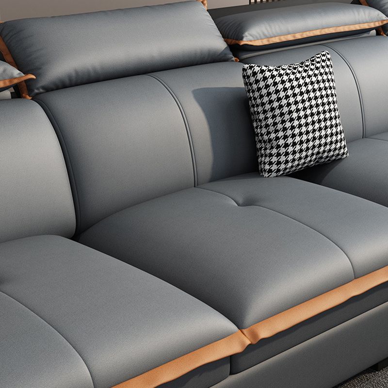 Tufted Pillow Top Arm Sectional Stain Resistant Sectional Gray Faux Leather Clearhalo 'furn' 'furn_sectionals' 'Furniture' 'Living Room Furniture' 'Sectionals' 1200x1200_d768de41-dcd4-4f27-9b05-ba8d708f7e0b