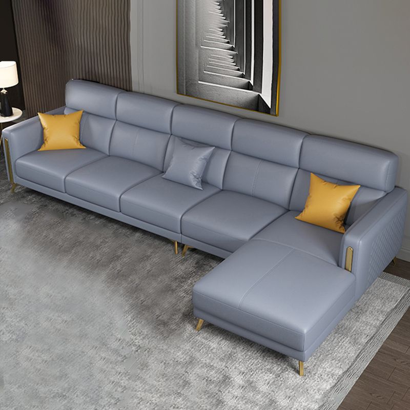 Glam Stationary Sectional Sofa Cushion Back Leather Living Room Set Clearhalo 'furn' 'furn_sectionals' 'Furniture' 'Living Room Furniture' 'Sectionals' 1200x1200_d76d537d-90f2-4f50-88ca-f887d96accad