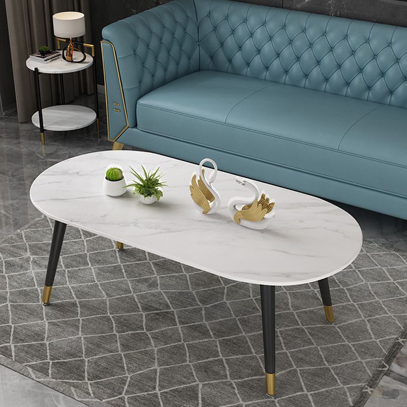 Elliptical Stone Top Cocktail Table 4 Legs 1 Single Coffee Table Clearhalo 'Coffee & Accent Tables' 'Coffee Tables' 'coffee_tables' 'furn' 'furn_coffee_tables' 'Furniture' 'Living Room Furniture' 1200x1200_d76e6b18-df58-4d8d-8258-4cdce7da3cf4