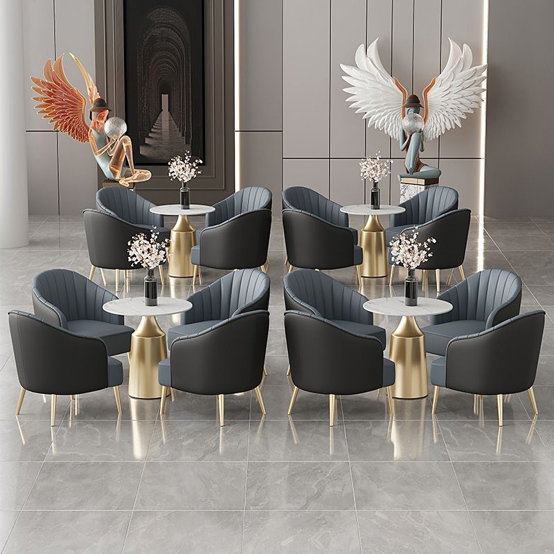 Modern Round Dining Table Glossy White Stone Top Table for Home Clearhalo 'Dining Tables & Seating' 'Dining Tables' 'dining_table' 'furn' 'furn_dining_table' 'Furniture' 'Kitchen & Dining Furniture' 1200x1200_d76f37ee-d824-4b81-b1a2-85ef9772cdfa