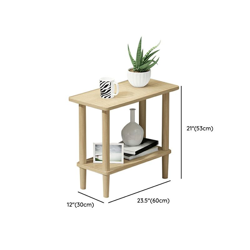Modern Wood End Slide Table Double Tier Corner Table with Storage