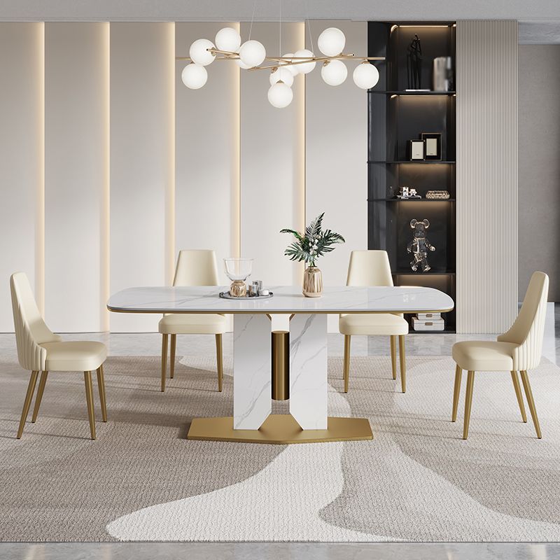 Nordic Sintered Stone Top Dining Set 1/4/5/7 Pieces Rectangle Dining Table with Chairs Clearhalo 'Dining Room Sets' 'Dining Tables & Seating' 'dining_room_set' 'furn' 'furn_dining_room_set' 'Furniture' 'furniture_dining_room_set' 'Kitchen & Dining Furniture' 1200x1200_d77140e2-7a43-4ac0-bcc4-8c3a9658496e