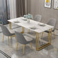 Glam Style Rectangle Stone Table for Restaurant Gold Sled Base Table Clearhalo 'Dining Tables & Seating' 'Dining Tables' 'dining_table' 'furn' 'furn_dining_table' 'Furniture' 'furniture_dining_table' 'Kitchen & Dining Furniture' 'kitchen' 'kitchen_dining_table' 1200x1200_d772c796-3377-42ec-9132-c8e2e030dfdf
