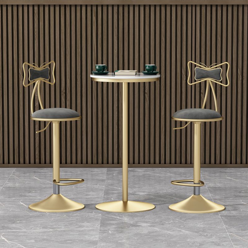Glam Rotatable Liftable Counter Stool Iron Beauty Shop Bar Stool with Velvet Cushion Clearhalo 'Bar Furniture' 'Bar Stools' 'bar_stools' 'furn' 'furn_bar_stools' 'furniture_bar_stools' 'Kitchen & Dining Furniture' 'kitchen&dining_furn' 'kitchen' 'kitchen_furn' Furniture' 1200x1200_d774257f-d35b-4a83-92a6-35292d73c419