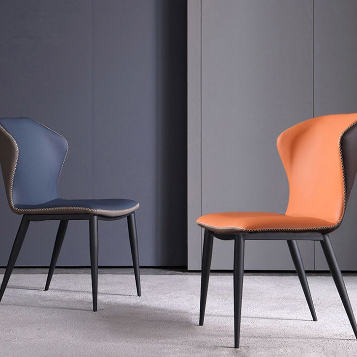 Industrial Style Wingback Chair Leather Dining Armless Side Chairs (Set of 4) Clearhalo ' kitchen&dining_furn' 'Dining Chairs' 'Dining Tables & Seating' 'dining_chair' 'furn' 'furn_dining_chair' 'Furniture' 'furniture_dining_chair' 'Kitchen & Dining Furniture' 'kitchen' 1200x1200_d7753da2-9f26-4d9d-a277-a804533e4f59