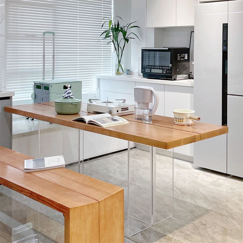 Modern Solid Wood Kitchen Table Rectangle Dining Table with Double Pedestal Clearhalo 'Dining Tables & Seating' 'Dining Tables' 'dining_table' 'furn' 'furn_dining_table' 'Furniture' 'furniture_dining_table' 'Kitchen & Dining Furniture' 'kitchen' 'kitchen_dining_table' 1200x1200_d77875f4-2363-476b-9876-c46996d3cc5d