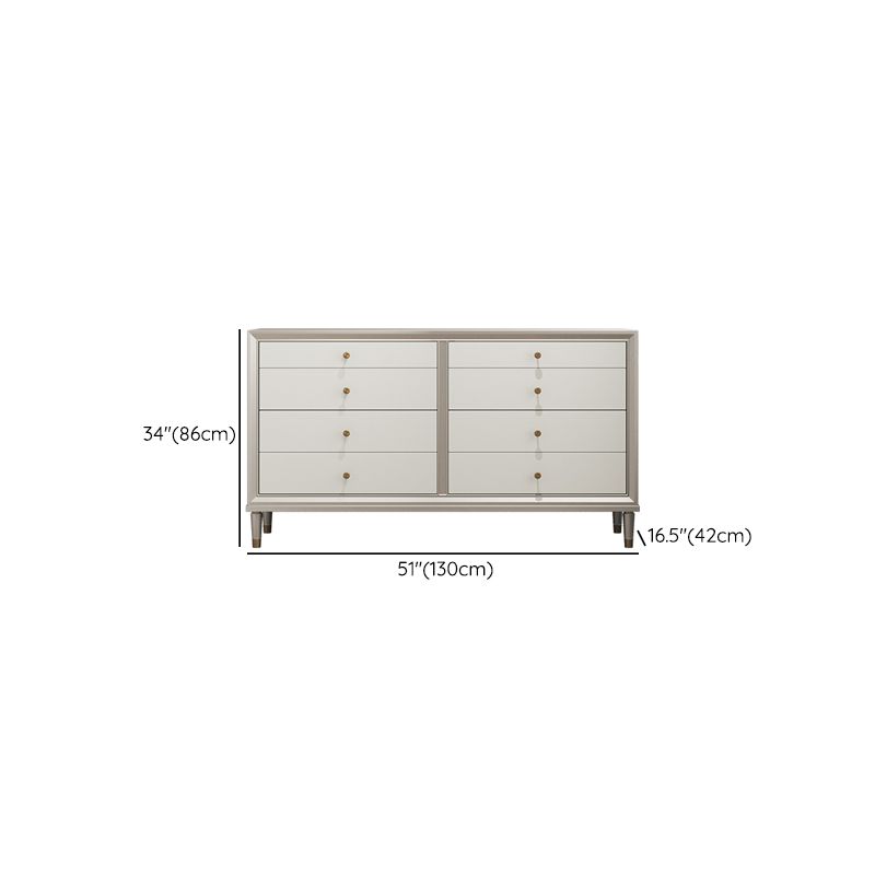 Contemporary Horizontal Double Dresser White/Silver Dresser with Storage for Home