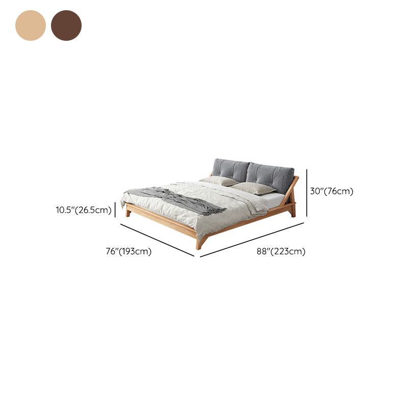 Midden-eeuws modern bedframe massief houten standaard bed as gestoffeerd hoofdeinde hoofdeinde