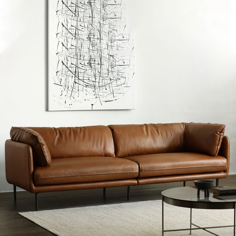 Contemporáneo 31.49 "Sofá de brazo de esmoquin de cuero genuino alto