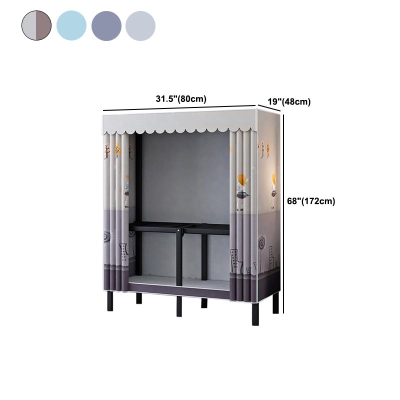 Black Steel Frame Wardrobe Contemporary Folding Wardrobe Armoire Clearhalo 'Armoires & Wardrobes' 'armoires_wardrobes' 'Bedroom Furniture' 'furn' 'furn_armoires_wardrobes' 'Furniture' 1200x1200_d7829d37-f25d-409c-8ab6-18d5b77908f9