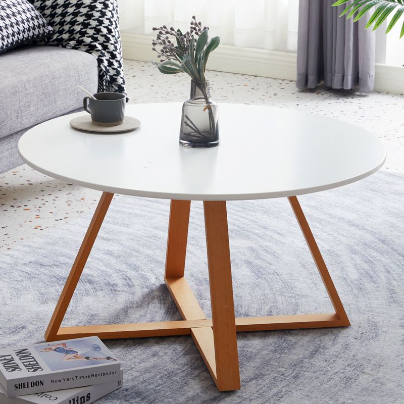 Scandinavian Style Side End Table Wooden Cross Legs Round Sofa Side Accent Table