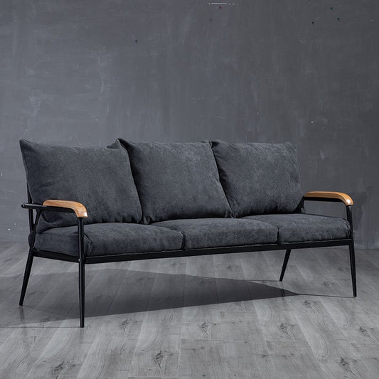 Industrial Style Loose Back Sofa Metal & Wood Frame Cushions Sofa Clearhalo 'furn' 'furn_sofas' 'Furniture' 'Living Room Furniture' 'Sofa' 'sofas' 1200x1200_d7874d38-9da2-40c8-8aac-da709b5643e4