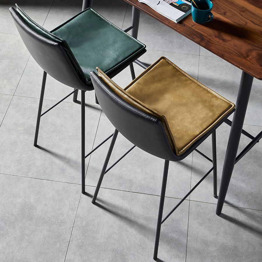 Contemporary Style Low Back Leather Armless Bar Stool with Metal Legs Clearhalo 'Bar Furniture' 'Bar Stools' 'bar_stools' 'furn' 'furn_bar_stools' 'Furniture' 'Kitchen & Dining Furniture' 1200x1200_d7888b1c-4ea4-4e2e-b323-8d25d6159908