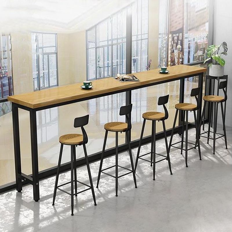 Modern Wood Counter Table Rectangle Top Table with Black Base Clearhalo 'Bar Furniture' 'Bar Tables' 'bar_tables' 'furn' 'furn_bar_tables' 'Furniture' 'Kitchen & Dining Furniture' 1200x1200_d78aabab-0be4-4594-b2c3-27d1ce995dc8
