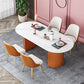 Oval Sintered Stone Dining Table Modern Table in White with Metal Double Pedestal Base Clearhalo ' dining_table' 'Dining Tables & Seating' 'Dining Tables' 'furn' 'furn_dining_table' 'Furniture' 'furniture_dining_table' 'Kitchen & Dining Furniture' 'kitchen&dining_furn' 'kitchen' 'kitchen_dining_table' 1200x1200_d78c10ac-362d-4e5b-afdf-4c39251d605e