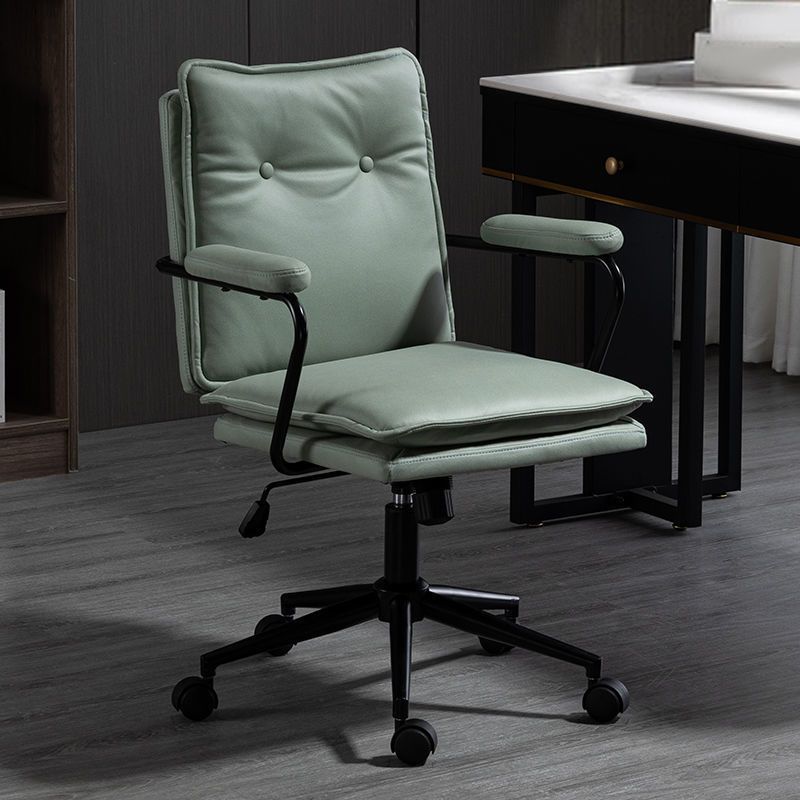 Swivel Computer Desk Chair with Padded Arms Black Frame Modern Office Chair Clearhalo 'furn' 'furn_office_chair' 'Furniture' 'furniture_office_chair' 'Office Chairs' 'Office Furniture' 'office_chair' 1200x1200_d78c2768-a8e7-4827-ba04-35f6b9ff6ed1
