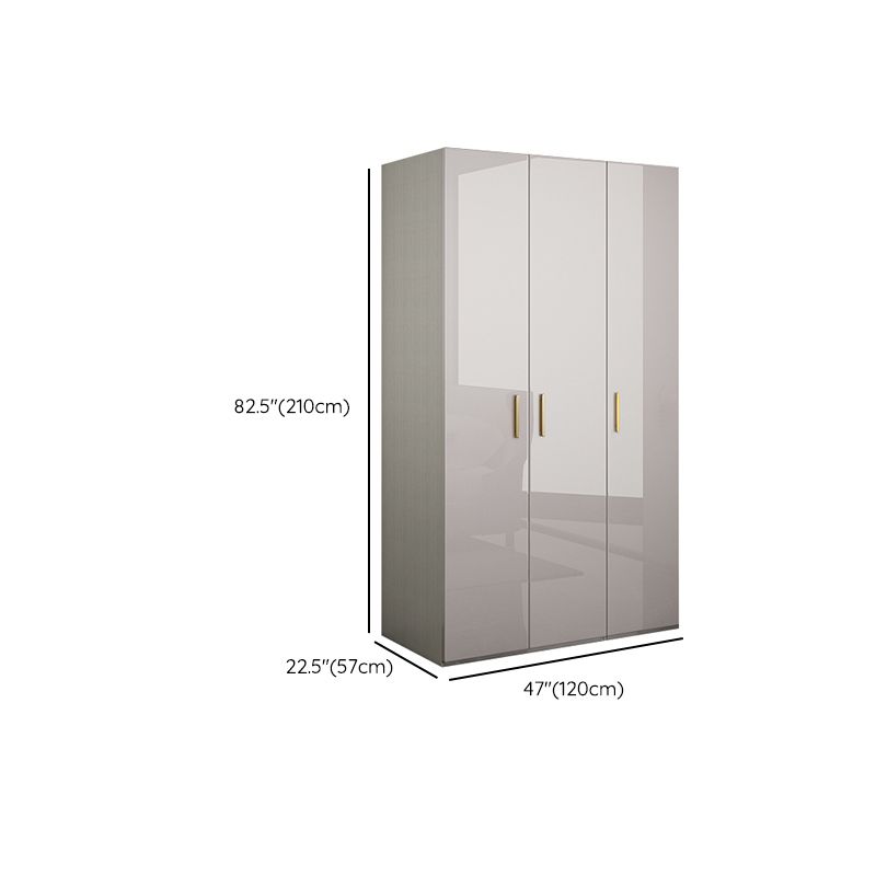 Engineered Wood Armoire Modern Mirrored Grey Wardrobe Closet with Garment Rod