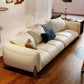 Genuine Leather Loose Back Sofa 31.5" H Beige Tuxedo Arm Sofa